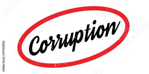 Corruption rubber stamp. Grunge design with dust scratches. Effects can be easily removed for a clean, crisp look. Color is easily changed.