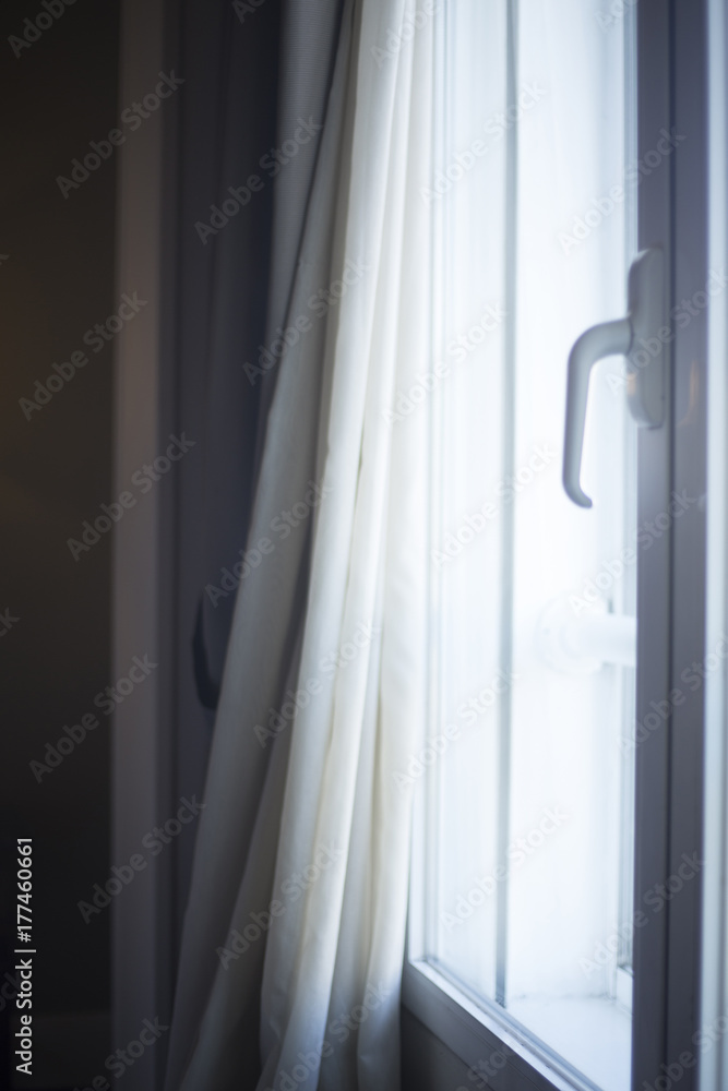 Luxury hotel bedroom window