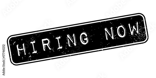 Hiring Now rubber stamp. Grunge design with dust scratches. Effects can be easily removed for a clean, crisp look. Color is easily changed.