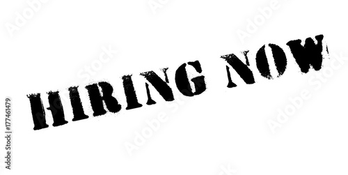 Hiring Now rubber stamp. Grunge design with dust scratches. Effects can be easily removed for a clean, crisp look. Color is easily changed.