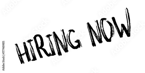 Hiring Now rubber stamp. Grunge design with dust scratches. Effects can be easily removed for a clean, crisp look. Color is easily changed.