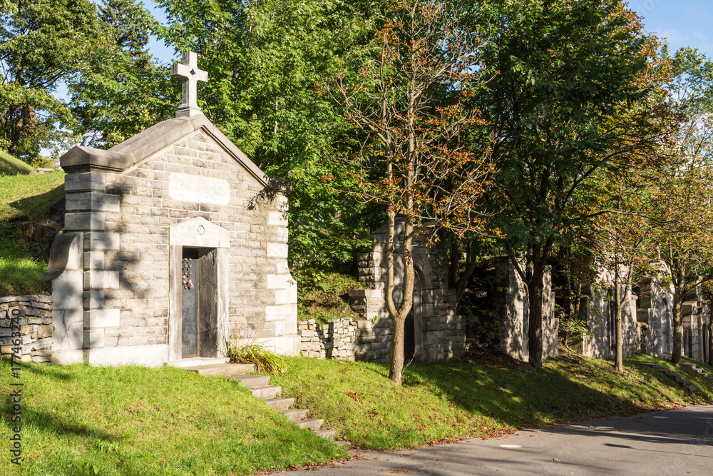Old tombs in cemetery in Montreal, Canada