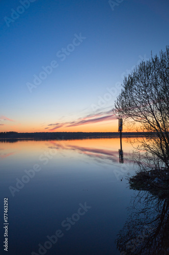 A beautiful golden sunset on the river