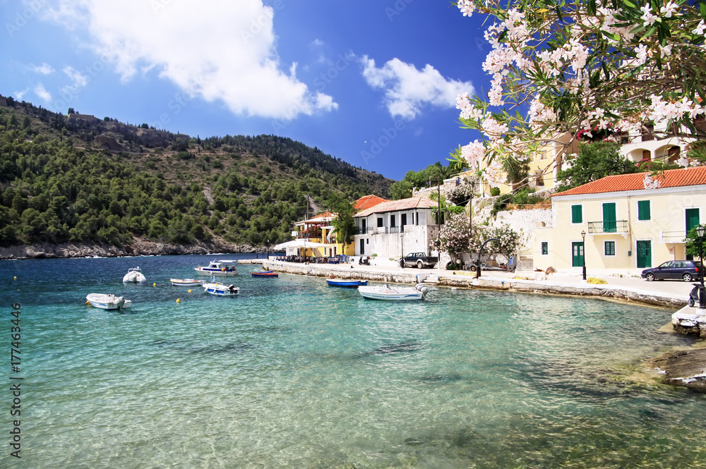 The village of Assos on the island of Cephalonia
