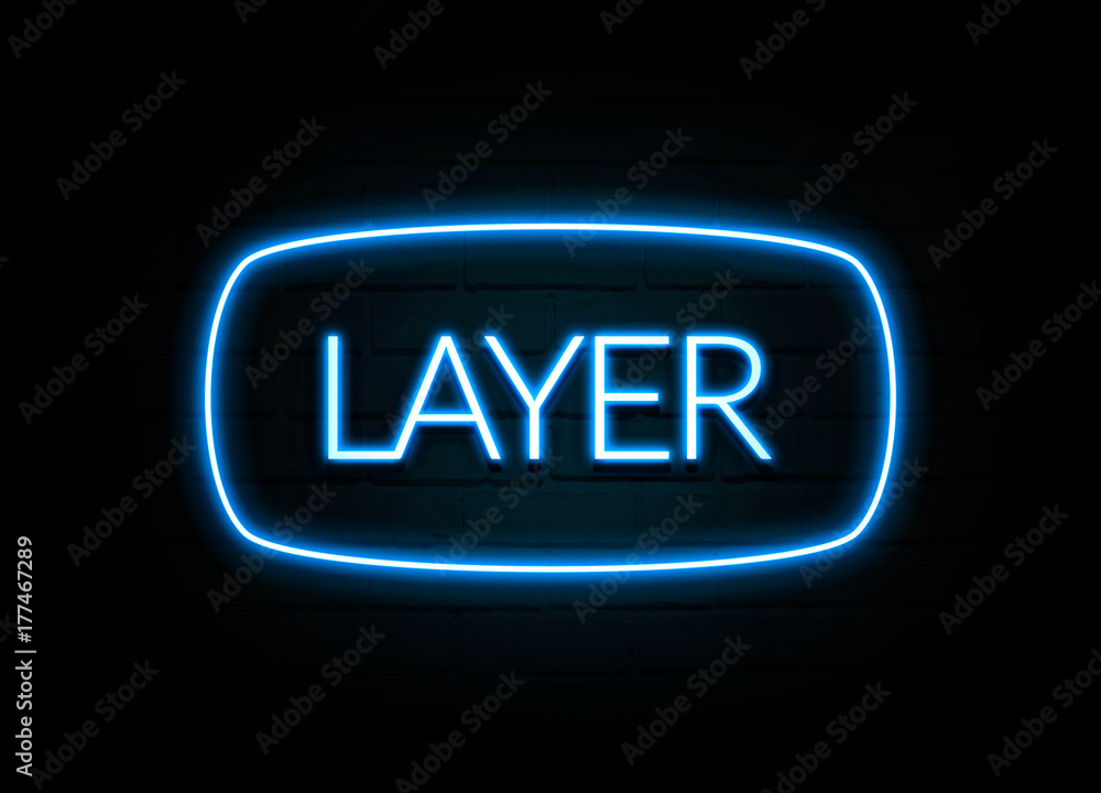 Layer - colorful Neon Sign on brickwall Layer - colorful Neon Sign on brickwall