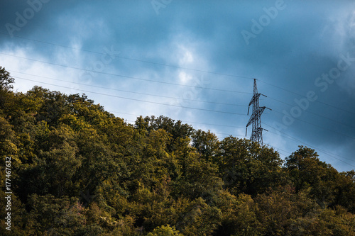 Power transmission line in the mountains