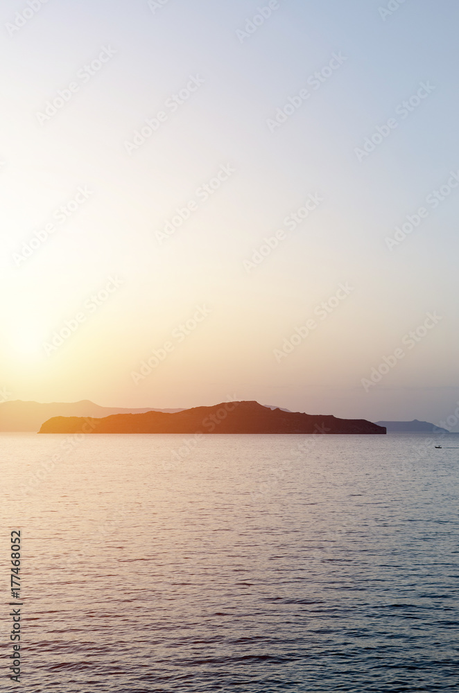Paradise island on sunset