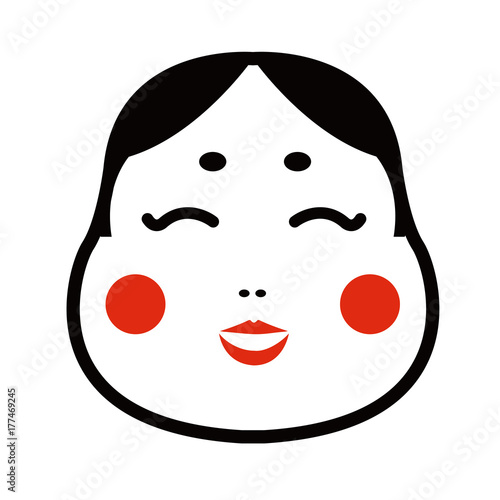 Japanese traditional okame (funny face)  mask illustration photo