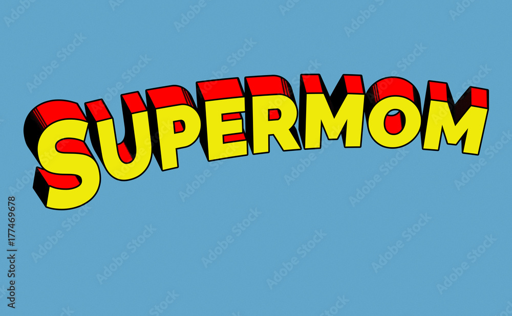 Retro Comic Superman Schriftzug Supermom