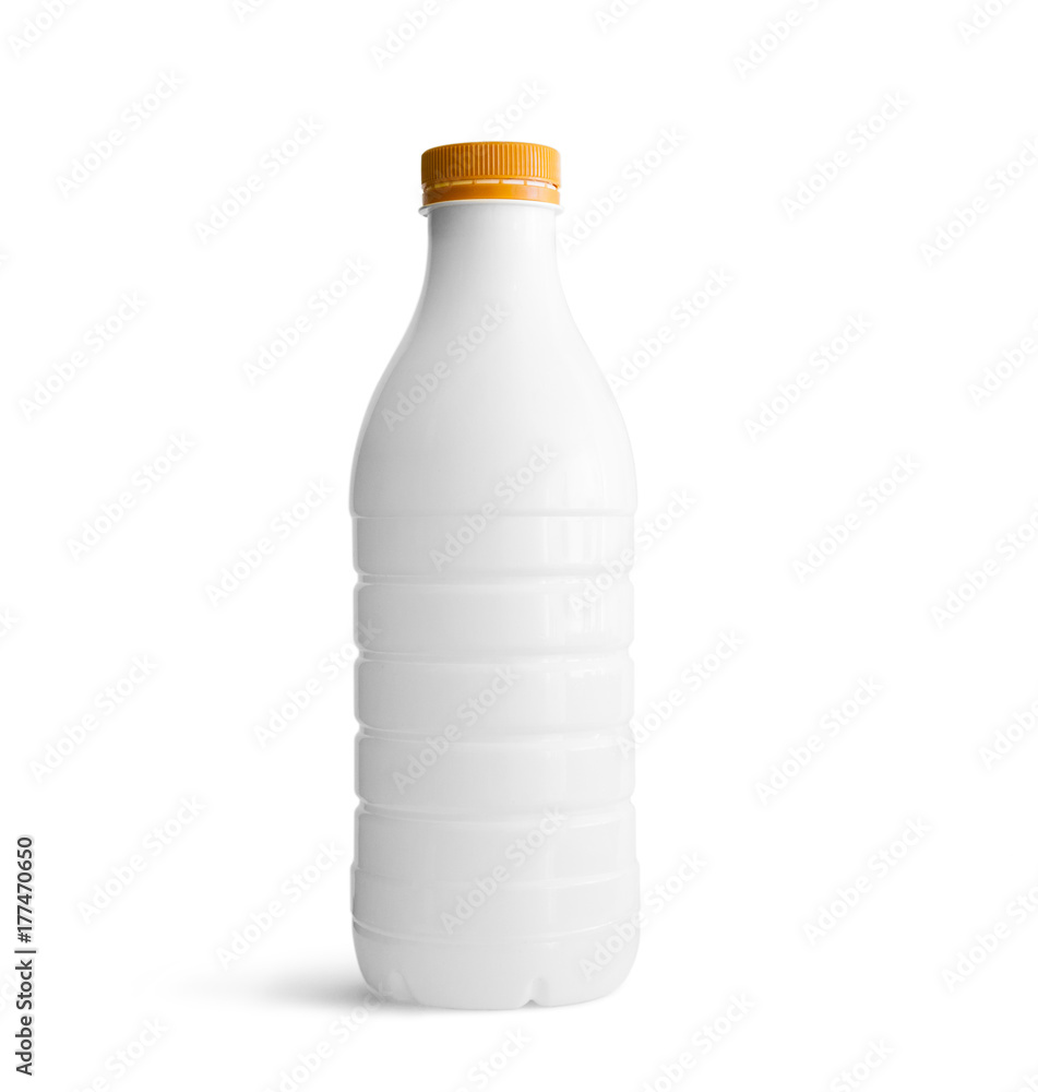 White plastic bottle with orange cap White plastic bottle with orange cap