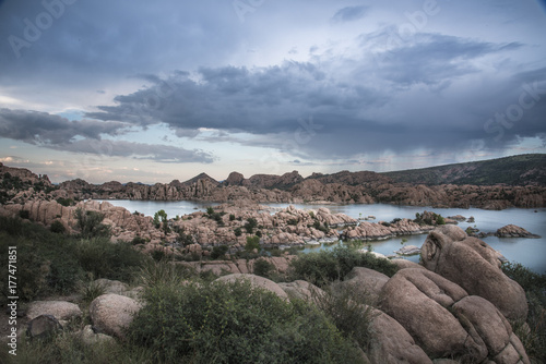 Beautiful Arizona lake under an overcast sky