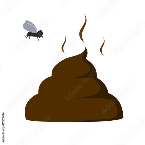 vector illustration of a poop with a fly over it