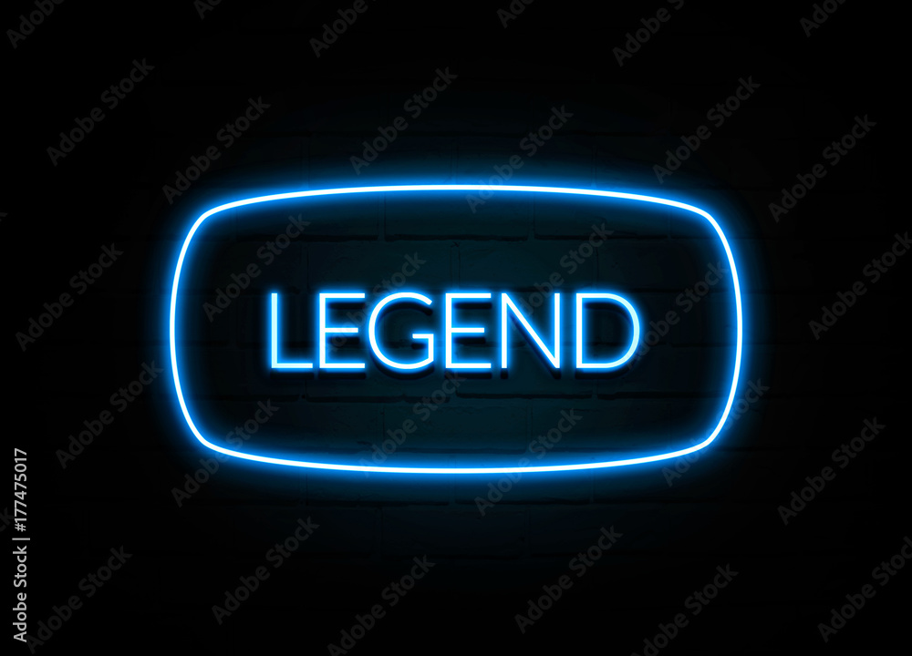 Legend - colorful Neon Sign on brickwall Legend - colorful Neon Sign on brickwall
