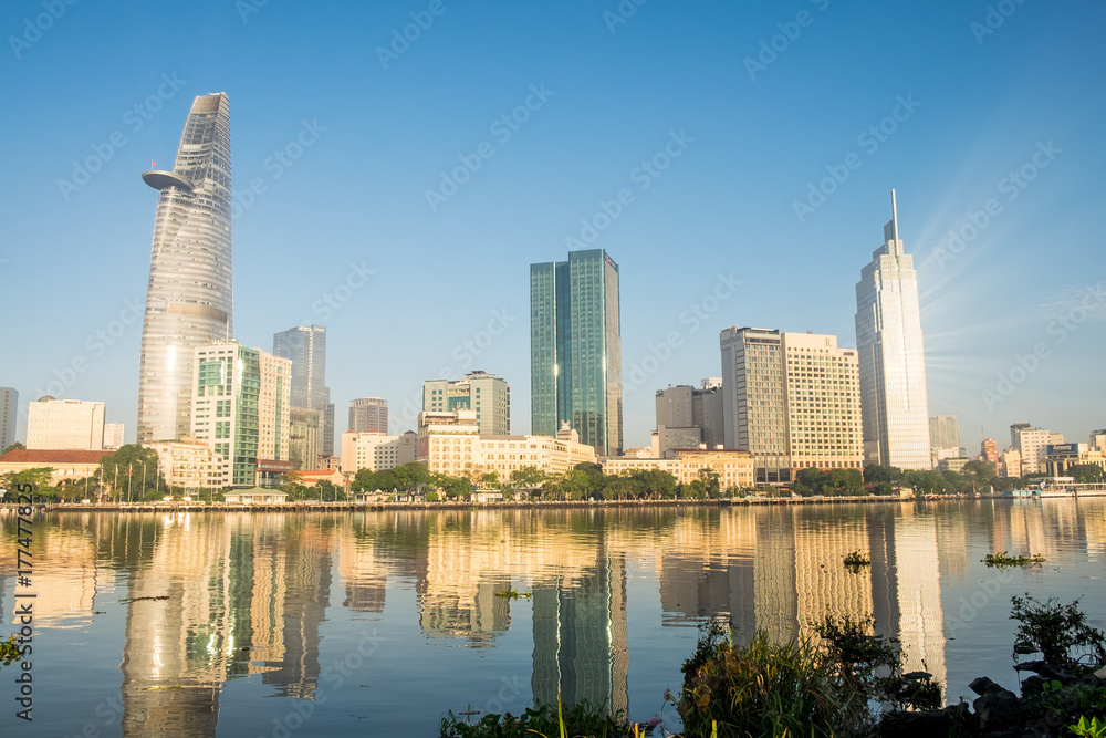 View of Downtown Saigon, Ho Chi Minh city, Viet Nam. Ho Chi Minh city is the biggest city of Vietnam and is the economic center of the country