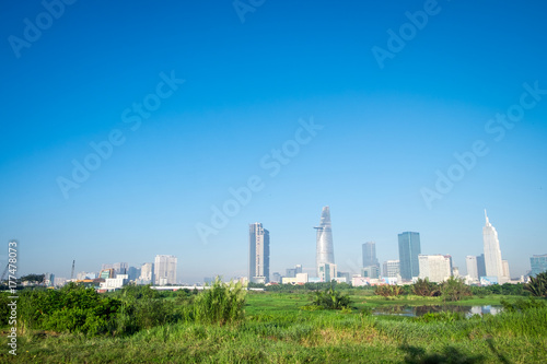 View of Downtown Saigon  Ho Chi Minh city  Viet Nam. Ho Chi Minh city is the biggest city of Vietnam and is the economic center of the country