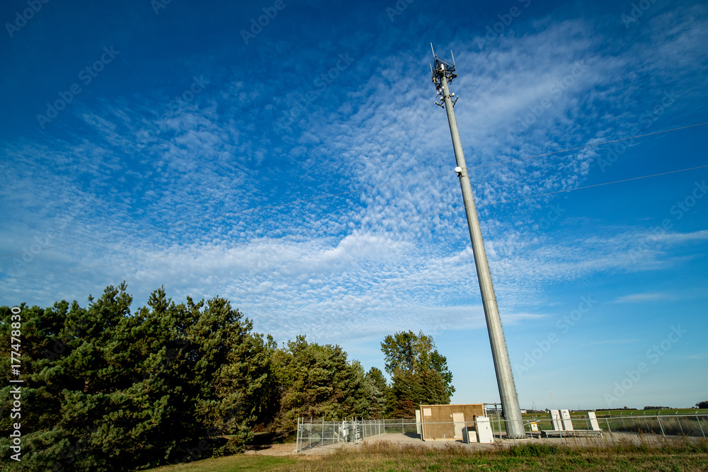 Rural Michigan Cell Phone Tower Vibrant Sky