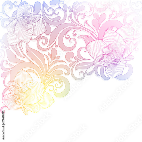 Floral background with flower amaryllis. Element for design. Vector illustration.