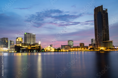 Sunset over Downtown Saigon, Ho Chi Minh city, Viet Nam. Ho Chi Minh city is the biggest city of Vietnam and is the economic center of the country