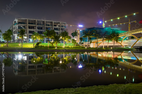 Night at the District 2 of Ho Chi Minh City  Viet Nam. District 2 is a developing area and is a good place for foreigners to live.