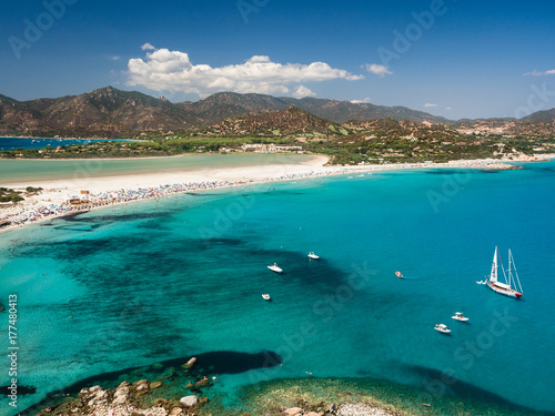 Transparent and turquoise sea in Porto Giunco, Sardinia, Italy