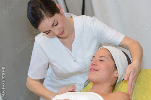 beautiful healthy and young woman is getting spa treatment