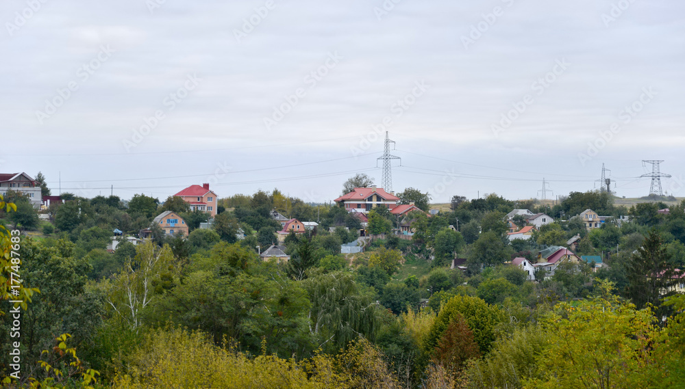 Residential houses in Kyiv suburb. Ukraine.