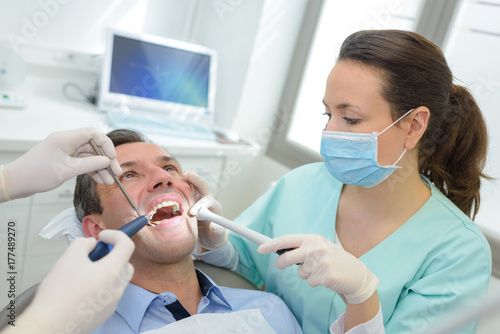 Man having dental treatment