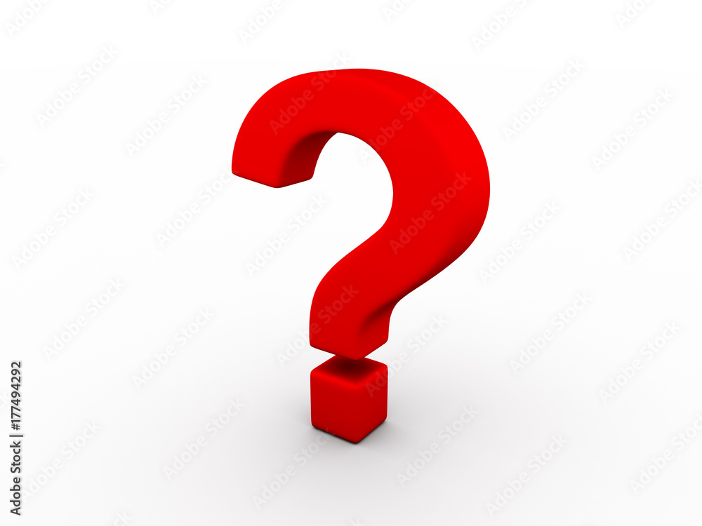 Red question mark sign on white background 3d rendering. Red question mark sign on white background 3d rendering.