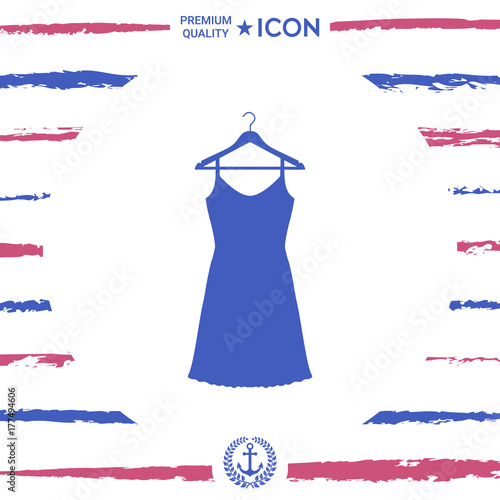 Sundress, Evening dress, combination or nightie on the wardrobe hanger , the silhouette. Menu item in the web design