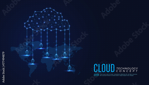 cloud technology internet data services concept innovation design background. cloud sharing and exchange data for business concept
