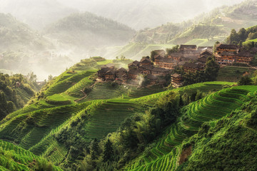 Leinwandbilder Guilin Longji Reisterrassen in Guangxi China  © aaron90311