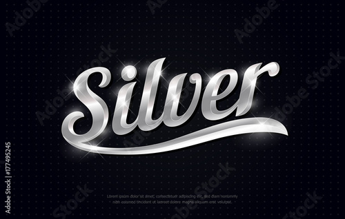 silver on black background. silver metal font for logo, banner, card, vip, exclusive, gift, luxury, lettering, currency symbols. vector illustrator