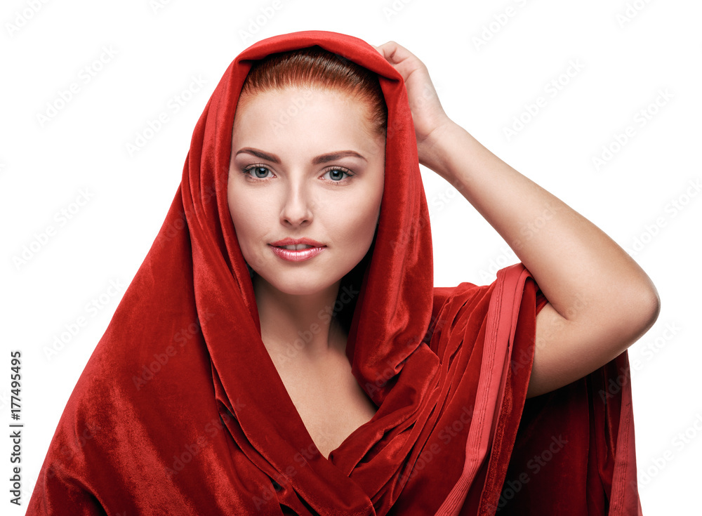 Happy girl with shawl Happy girl with shawl