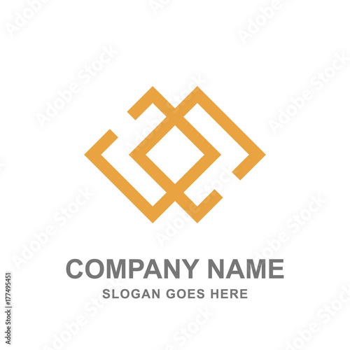 Geometric Rhombus Square Infinity Connection Real Estate Architecture Logo Vector 