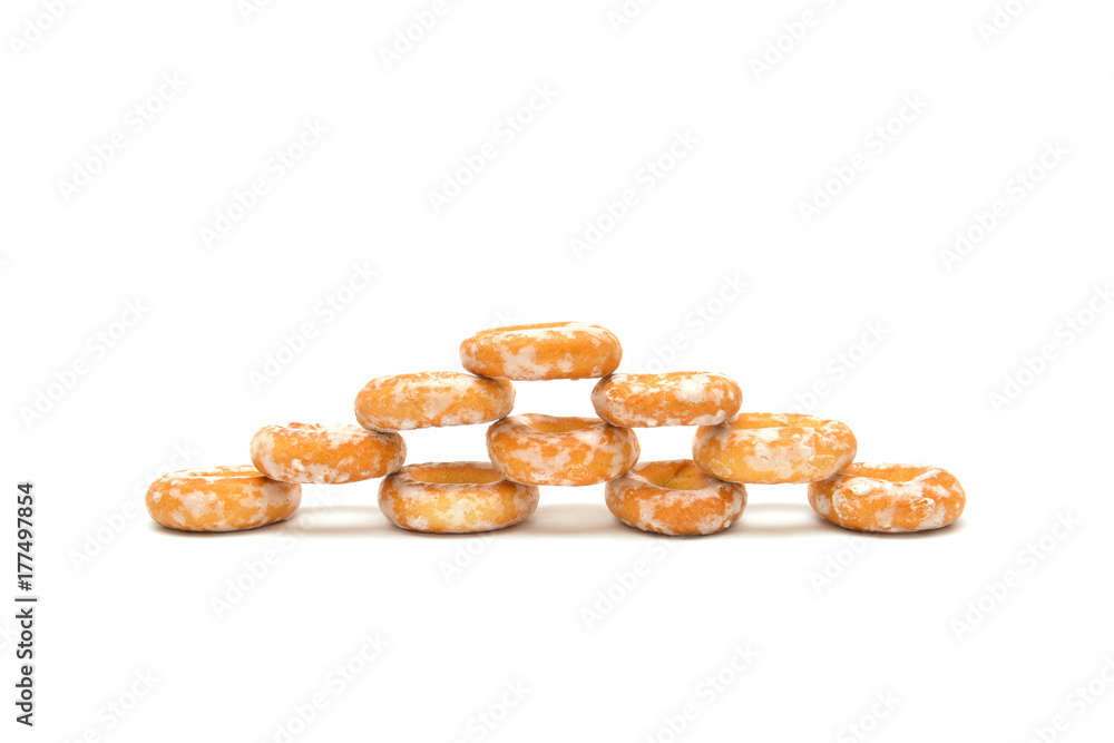 Glazed bagels on white background Glazed bagels on white background