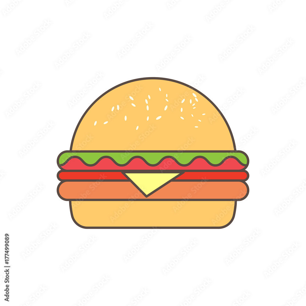 Burger Vector Illustration. EPS 10. flat icons design. Burger Vector Illustration. EPS 10. flat icons design.