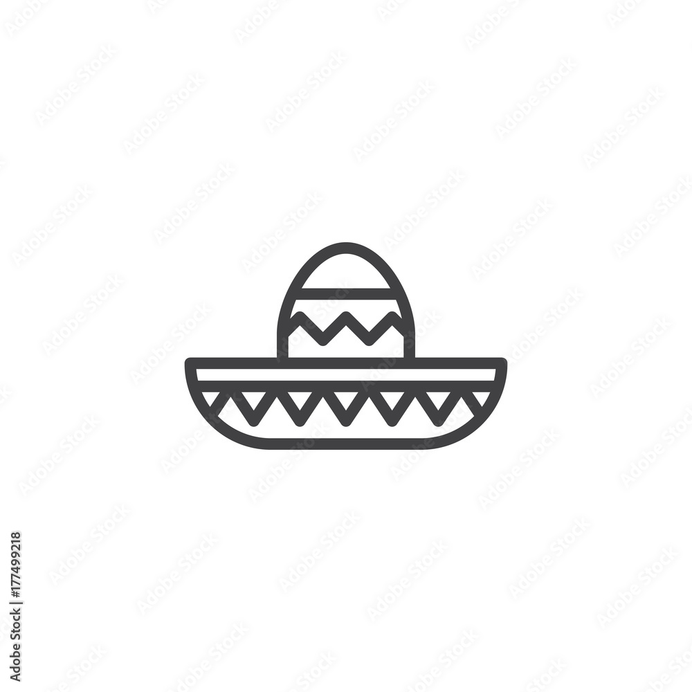 Mariachi hat line icon, outline vector sign, linear style pictogram ...