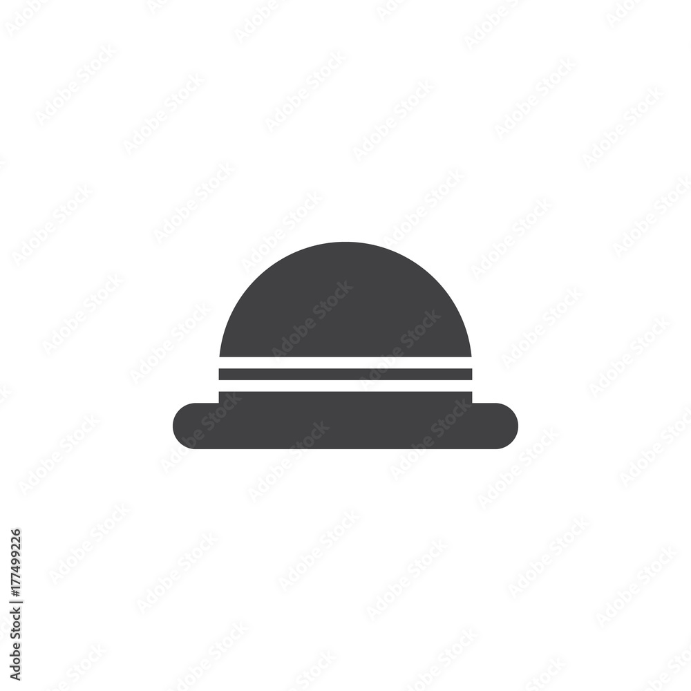 Men's hat bowler icon vector, filled flat sign, solid pictogram isolated on white. Symbol, logo illustration. Men's hat bowler icon vector, filled flat sign, solid pictogram isolated on white. Symbol, logo illustration.