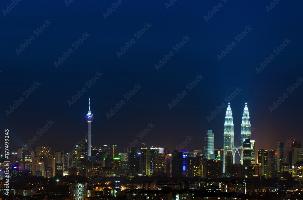 Kuala Lumpur city skyline night landscape