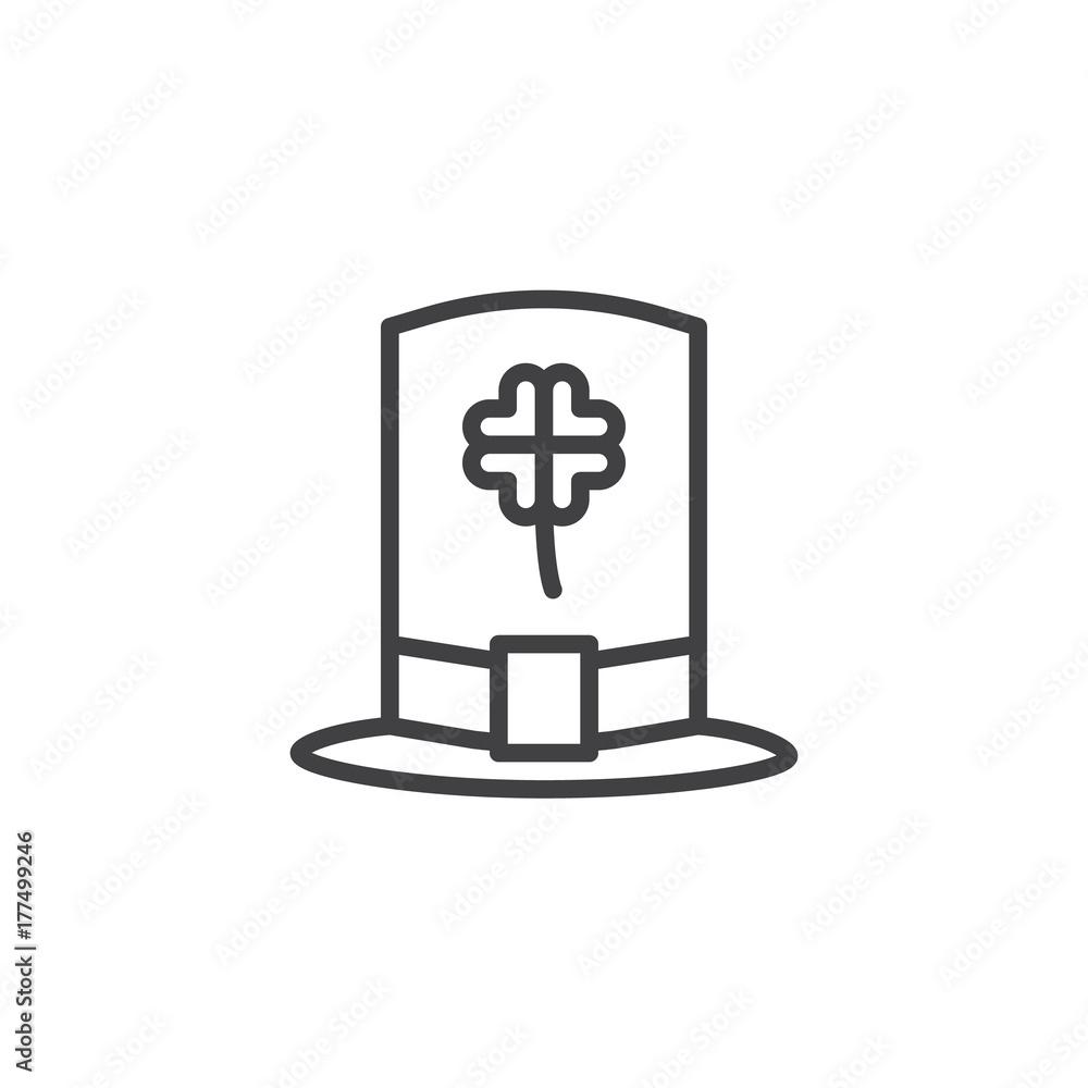 Obraz premium Leprechaun hat line icon, outline vector sign, linear style pictogram isolated on white. Celebration symbol, logo illustration. Editable stroke