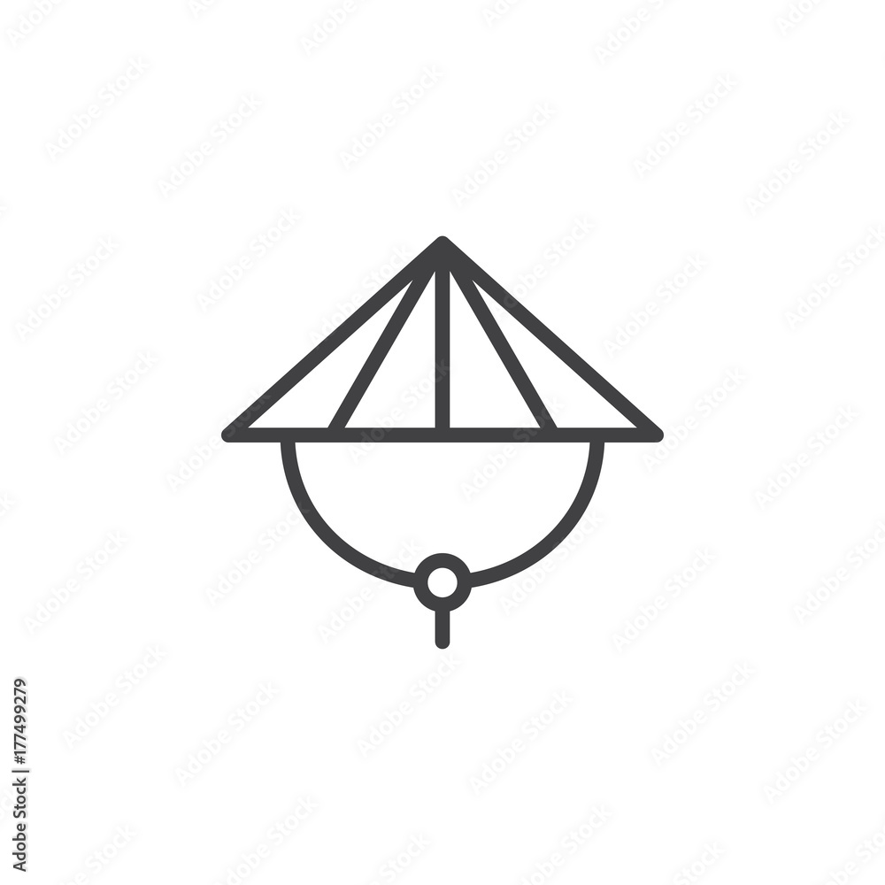 Bamboo hat line icon, outline vector sign, linear style pictogram isolated on white. Symbol, logo illustration. Editable stroke Bamboo hat line icon, outline vector sign, linear style pictogram isolated on white. Symbol, logo illustration. Editable stroke