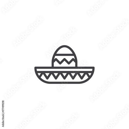 Mariachi hat line icon, outline vector sign, linear style pictogram isolated on white. Symbol, logo illustration. Editable stroke