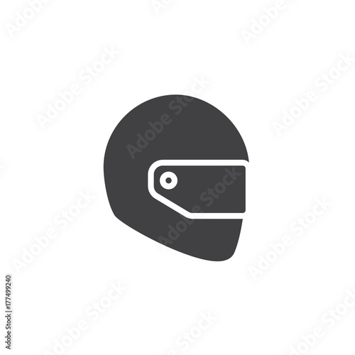Motorcycle helmet icon vector, filled flat sign, solid pictogram isolated on white.Safety symbol, logo illustration.