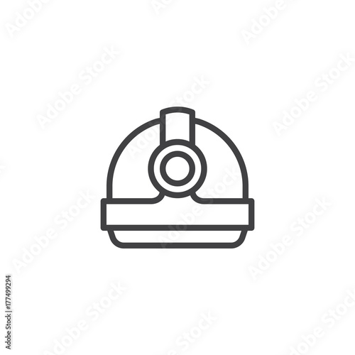 Torch helmet line icon, outline vector sign, linear style pictogram isolated on white. Symbol, logo illustration. Editable stroke