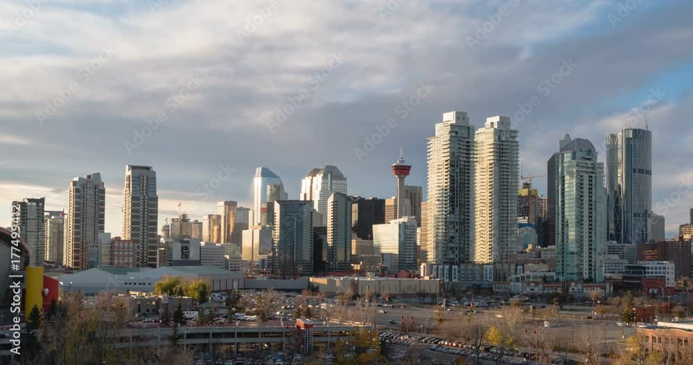 Calgary skyline sunset time lapse Calgary skyline sunset time lapse