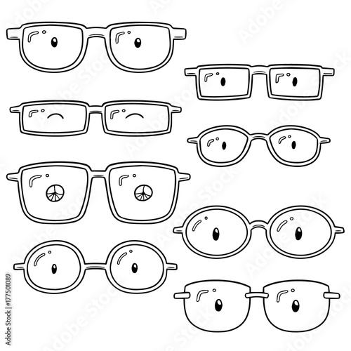 vector set of eyeglasses
