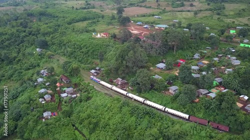 The famous viaduct Goteik between Pyin Oo Lwin and Hsipaw in Myanmar.It is the highest bridge in Myanmar.Aerial view from the drone  photo