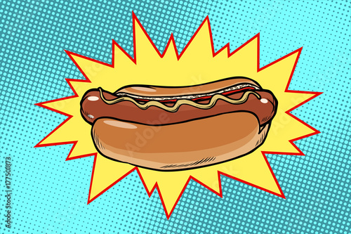 Pop art hot dog fast food