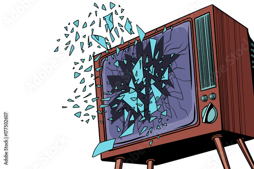 TV explodes, broken screen