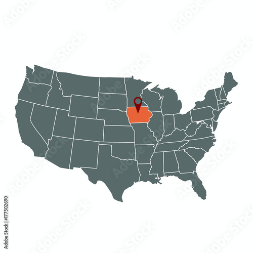 USA-iowa-map-vector